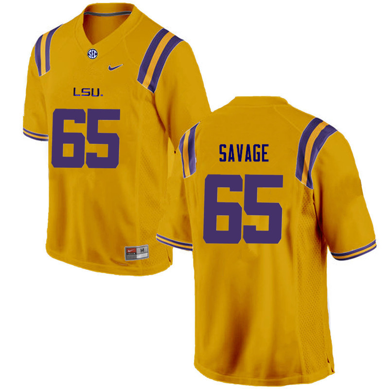 Men LSU Tigers #65 Jakori Savage College Football Jerseys Game-Gold - Click Image to Close